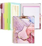 Ospelelf Clipboard Folio with Notepad for Letter Size, Clipboard Folder with Storage, 5 Folders w...