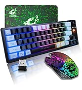 60% Wireless Gaming Keyboard and Mouse Combo 64 Keys RGB Chorma Backlight Rechargeable 4000mAh Ba...