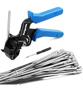 Delgada Metal Zip Tie Tool Kit with 100PCS 10.6 inch Stainless Steel Zip Ties Heavy Duty Cable Ti...