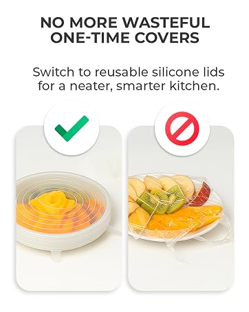 non-slip BPA-free silicone lids odor-free easy grip stretch seal trusted kitchen gear