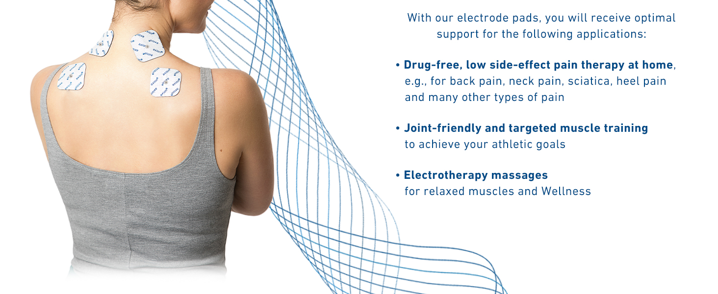 Electrodes can be used for TENS pain management, muscle stimulation and massages