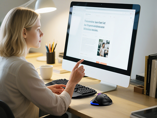 Wireless Trackball Mouse, Ergonomic Bluetooth Rechargeable Computer Mouse-Purple Ball