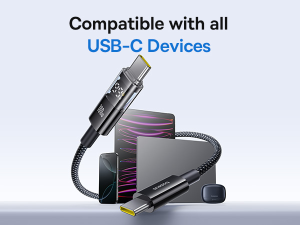 100w usb c cable with led display