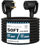 STRIGHT 50FT RV Extension Cord 30 Amp, RV Power Extension Cord NEMA TT-30P Male to TT-30R Female ...
