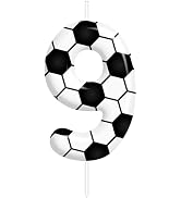 Soccer Birthday Candles Number 9 Football Candle for Soccer Cake Topper, Birthday Anniversary Par...