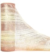 Ribbli Rose Gold Metallic Mesh Ribbon 10 inch x 30 feet(10Yard), Ivory with Rose Gold Foil and Iv...