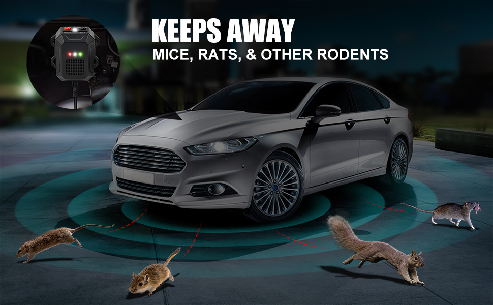 12V Under Hood Animal Repeller With Remote Control Keeps away mice, rats and other rodents