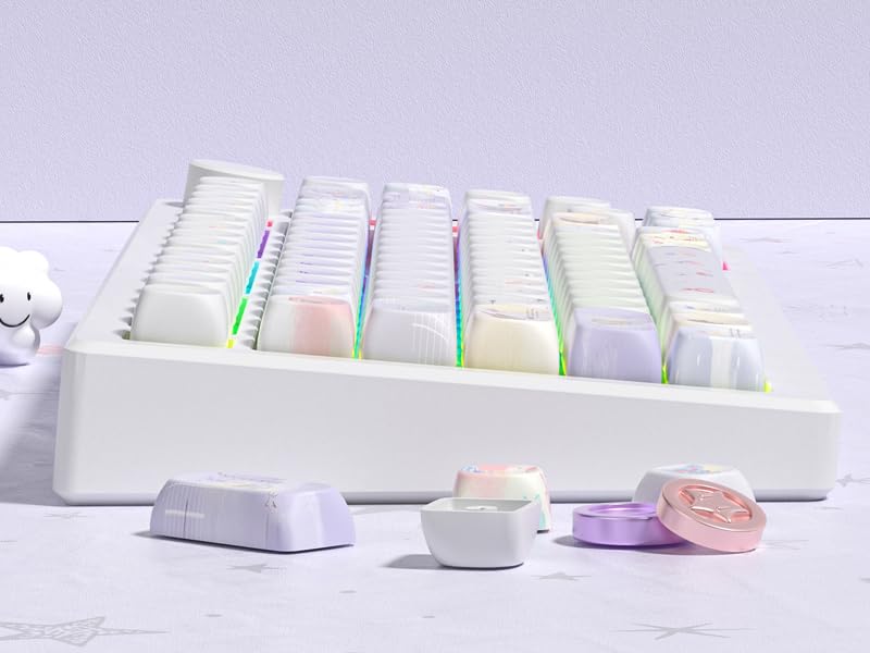Cute PBT Keycaps Set,Kawai Keycaps MOA Profile,Colored Creamy Keycap