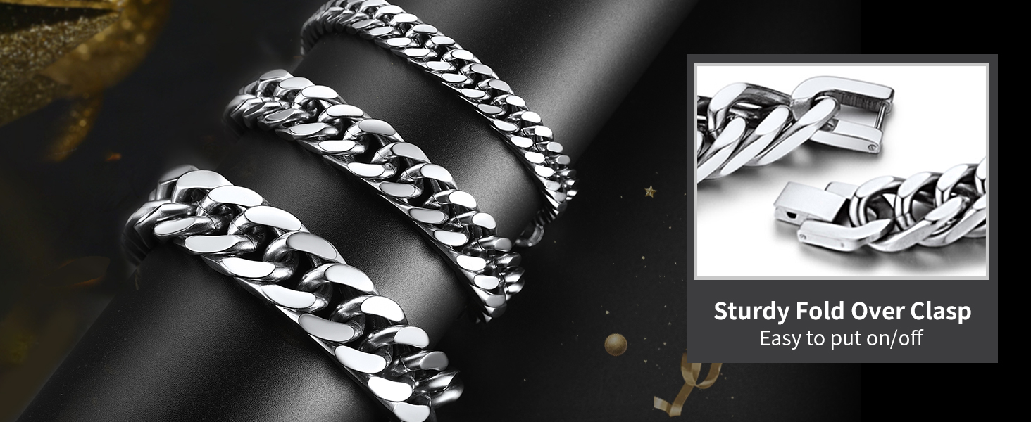 stainless steel cuban bracelet for men
