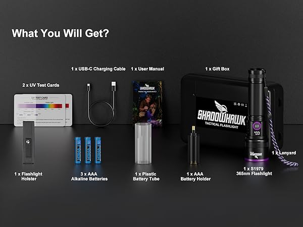 ultraviolet flashlight set