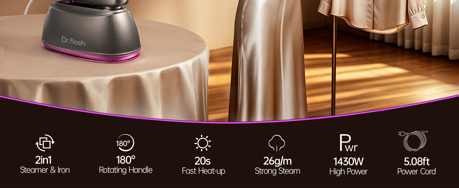 This portable garment care device combines the power of a steamer and the precision of an iron.