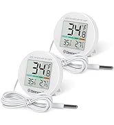 Geevon Refrigerator Thermometer 2 Pack IP65 Waterproof, with External Sensor, Fridge Temperature ...