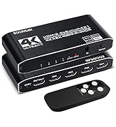 4k HDR HDMI Switch, Koopman 4 Ports HDMI 2.0 Switcher Selector with IR Remote Control, Supports H...