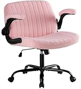 DUMOS Criss Cross Office Chair with Wheels, Wide Cross Legged Desk Vanity Chair Comfy Fabric Flip...