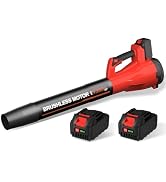 Leaf Blower, Cordless Leaf Blower with 2 X 4.0Ah Battery and Charger, 6 Speed Mode Electric Leaf ...