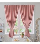 Jilron Magic Tape Stick on Curtains Blackout Curtains for Bedroom no Drillng Self Adhesive Curtai...