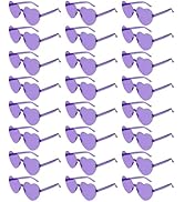 NACHLYNN 24 Pairs Purple Heart Sunglasses for Women Rimless Heart Shaped Sunglasses Candy Heart G...
