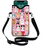 otilil Neoprene Cell Phone Sleeve Pouch Case Bag with Crossbody Strap Neck Lanyard for Women 7.1 ...