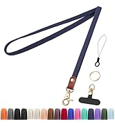 YANTHKEY Stretchy Long Thin Braided Lanyard for ID Badges &amp; Keys, with Phone Tether Tab &amp; Key Rin...