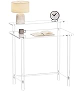 Eglaf Acrylic Desk - Home Office Desk with Monitor Stand - Modern Clear Desk Study Writing Table ...