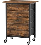 MAHANCRIS 5 Drawer File Cabinet,Rolling Filing Chest Cabinet with Wheels, Under Desk Storage Orga...