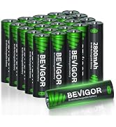 BEVIGOR Rechargeable AA Batteries,2800mAh High Capacity Double A Batteries 1.2V NiMH Low Self Dis...