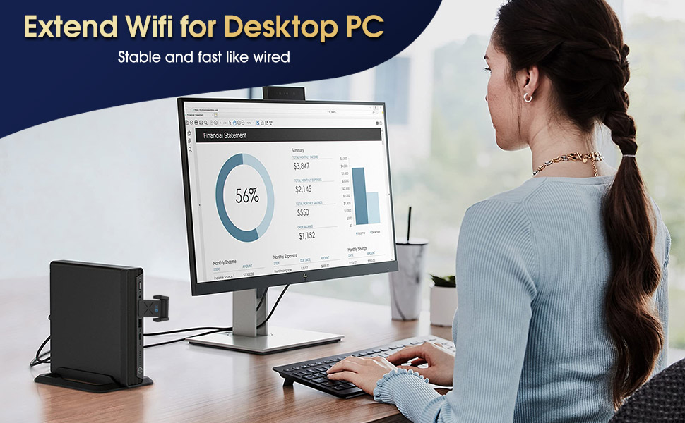 Extend Wifi for Desktop PC, Stable and fast like wired