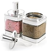 Mezchi 2 Pack Glass Condiments Container Seasoning Jars, 12 Oz Spice Containers with Lid and Spoo...