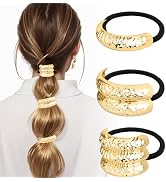 JIRIS 3PCS Metal Hair Tie For Women,Gold Cuffs,Metal Geometric Gold Hair Ties, Hair Accessories S...