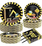 50 Guests Construction Birthday Party Plates and Napkins Supplies Construction Theme Tableware Se...