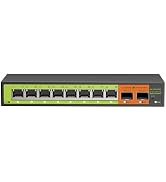 10 Port 2.5G Ethernet Switch with 8×2.5G RJ45 + 2×10G SFP+ Uplink, Unmanaged Multi-Gigabit Networ...