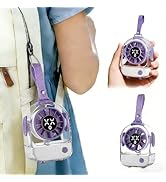 VanSmaGo Mini Portable Fan, 5 Speeds Strong Airflow Handheld Desk Suspension Turbo Fan with LED D...