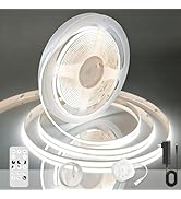 AXMOTUT White Motion Sensor COB LED Strip Light, Dimmable 16.4ft/5m LED Light, 6000K Daylight Whi...
