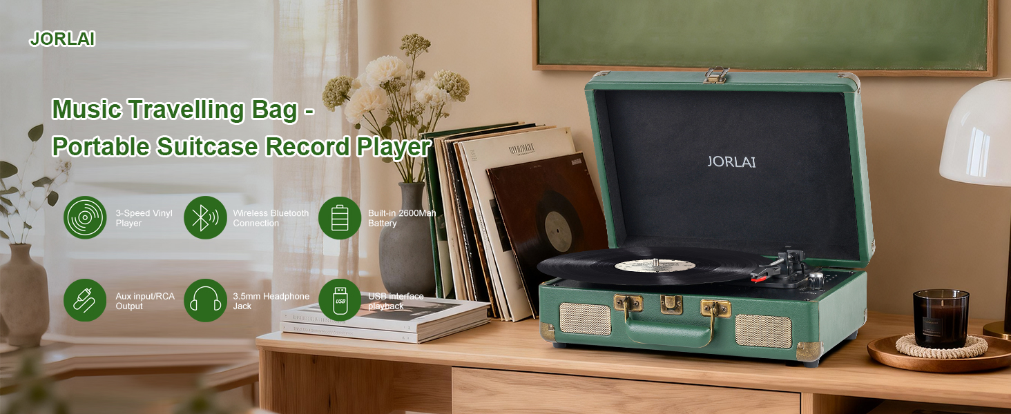 Record Player Portable with Bluetooth Connection USB Playback