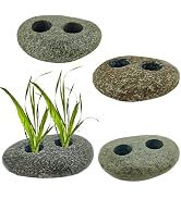 4PCS Natural River Stone Plant Weights for Aquarium,Pebble Aquatic Plants Fixed Ring for Aquatic ...