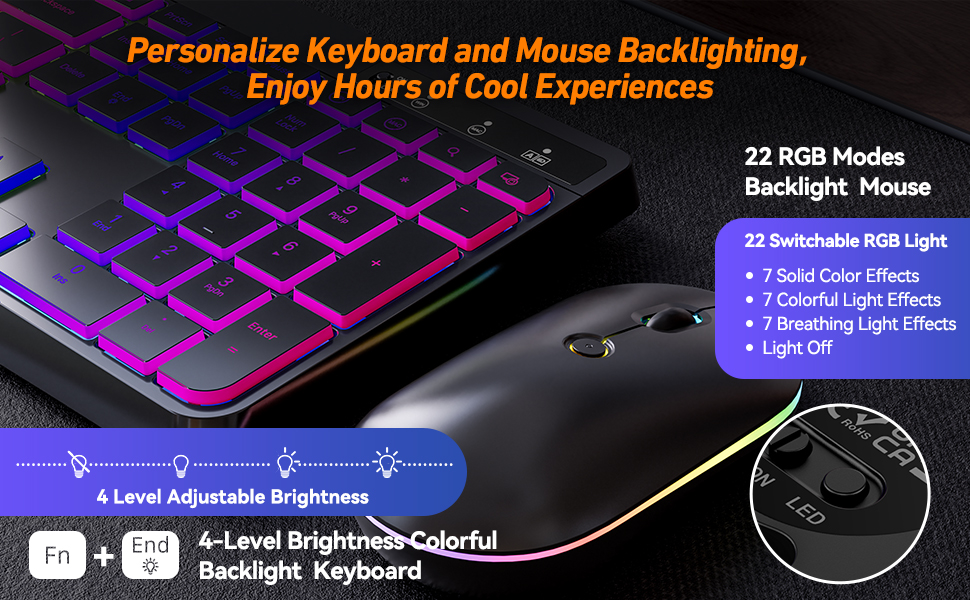 Personalize keyboard and mouse backlight enjoy hours of cool experiences