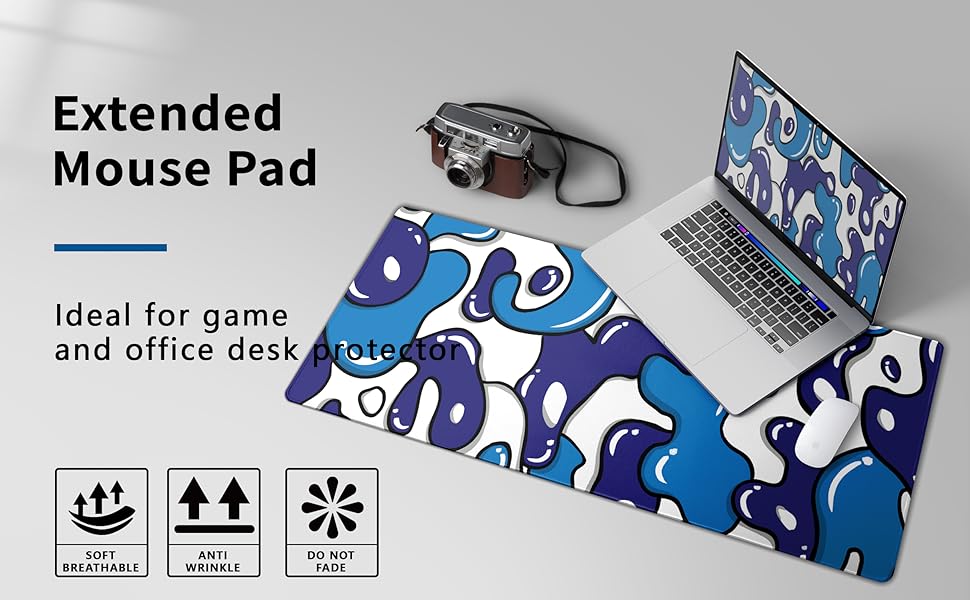 Navy Blue White Gaming Mouse Pad