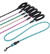 BEAUTYZOO Heavy Duty Rope Dog Leash 6 Pack, 6FT Nylon Pet Leash with Reflective Thread, Soft Padd...