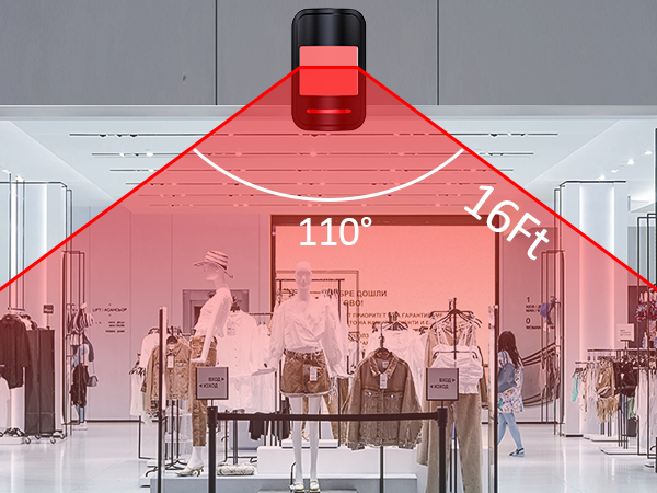 The infrared detector covers a 110° angle up to 26FT