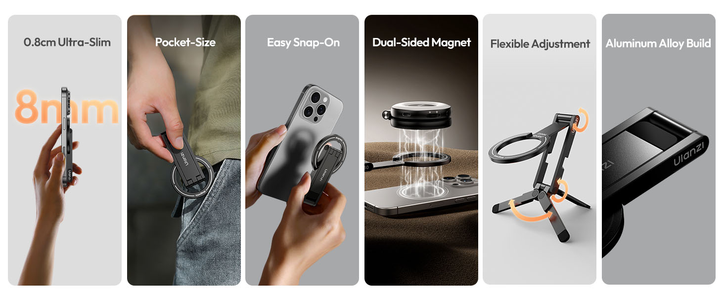 ULANZI MA60 Magnetic Phone Tripod Stand for iPhone - Aluminium Maglock Smartphone