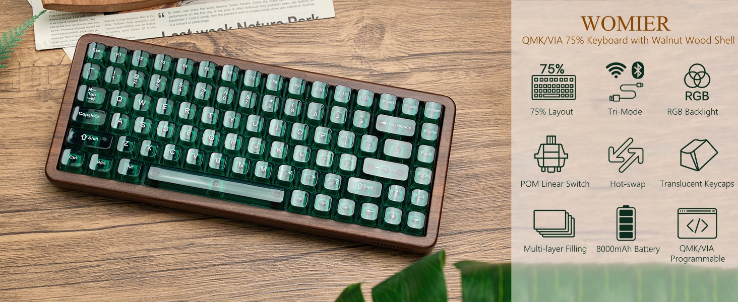 Retro 75% Keyboard with Color Multimedia Display Mechanical Gaming Keyboard, Hot Swappable