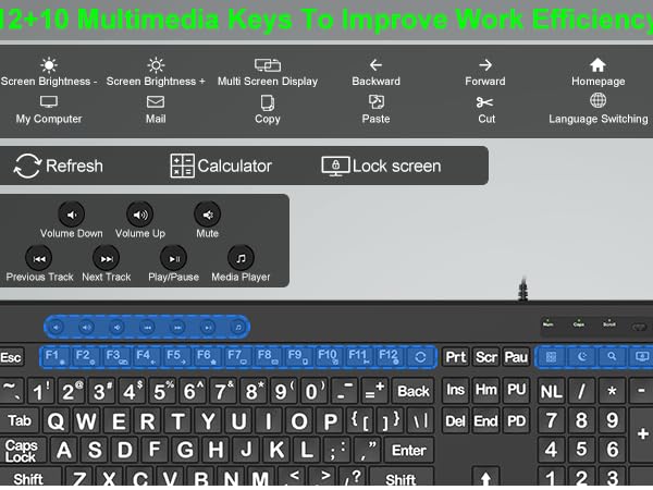 Keyboard Large Print Keyboard Ergonomic Keyboard Large Key Wrist Rest quiet
