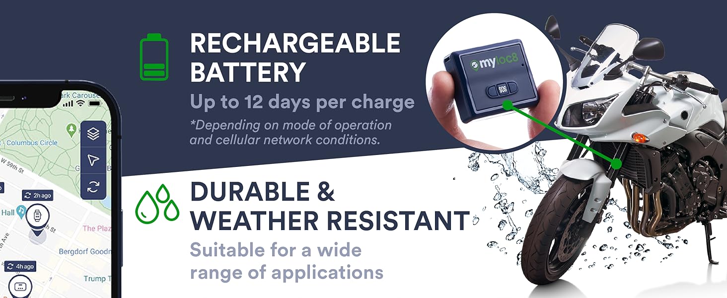 gps tracker rechargeable battery waterproof for bikes hidden discreet tracking device 