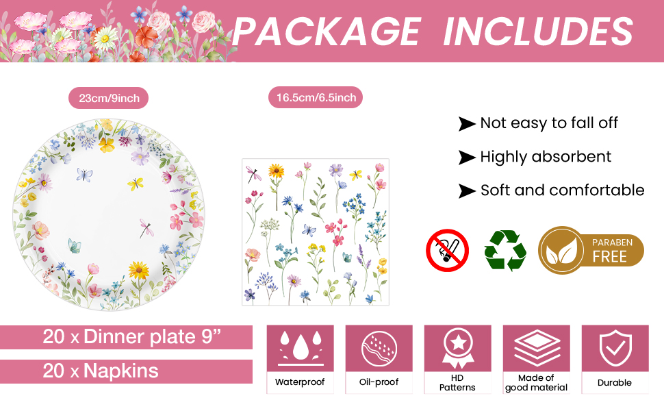 floral paper plates and napkins