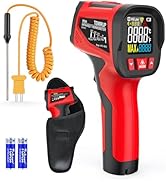 Infrared Thermometer Gun, TEMIRUP Non-Contact Digital Laser Temperature Gun with K-Probe for Indu...