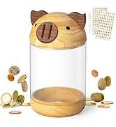 Hicocool Wooden Clear Piggy Bank for Kids Adults Openable Money Saving Bank Cash Coin Can Bank fo...