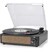 Vinyl Record Player with Speakers Vintage Turntable for Vinyl Records Belt-Driven Turntable Suppo...