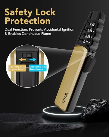 TBTeek Butane Torch Lighter - Adjustable Jet Flame Lighter, Refillable Bright Fire Blow Torch, 