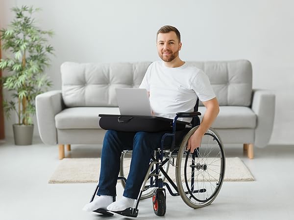 LAP DESK turns anyplace into a workplace.Ideal for travelers, and persons with limited mobility
