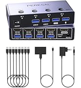 8K@60Hz HDMI KVM Switch 4 Computers Share One Monitor with 4 USB 3.0 Ports Aluminum KVM Switches,...